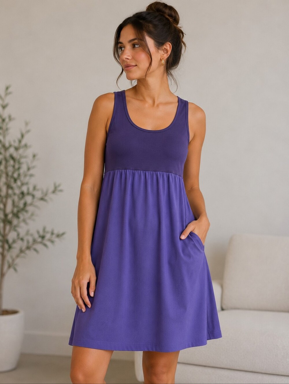 Columbia Omni-Shade Purple Scoop-Neck Sleeveless Mini SunDress Medium